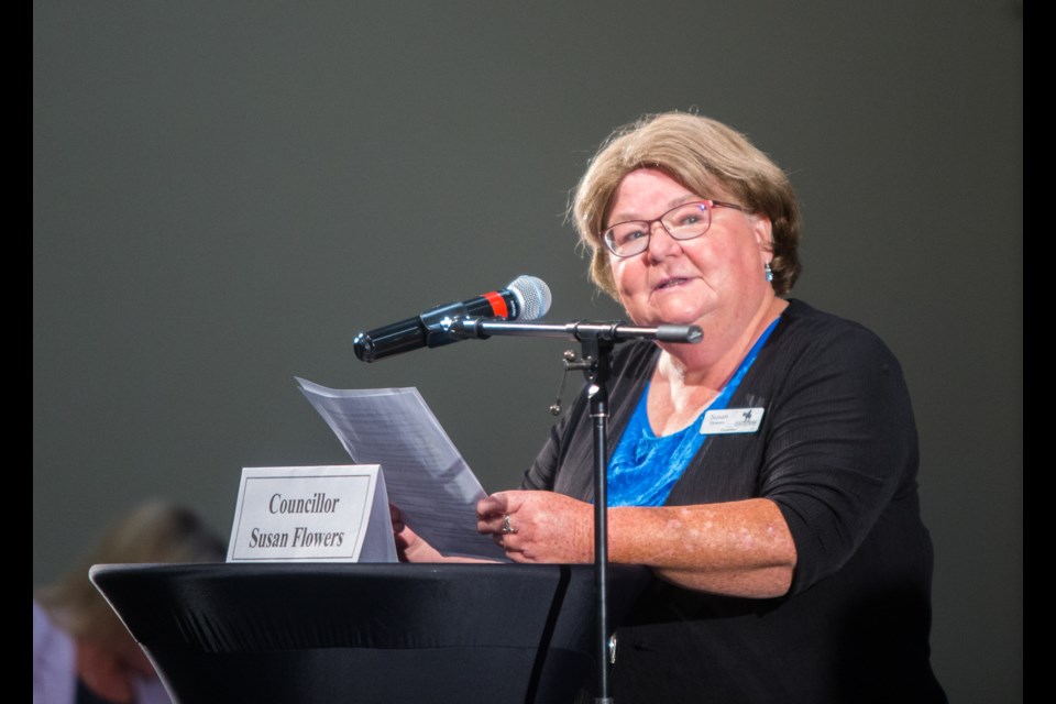 Councillor Susan Flowers speaks at the 