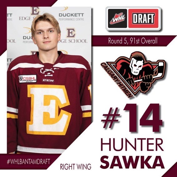 Hunter Sawka was taken in the fifth round of the WHL Bantam Draft by the Calgary Hitmen. 

Photo courtesy of the Calgary Hitmen