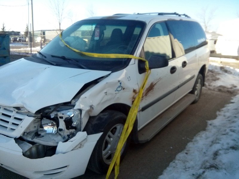 A Rocky View Regional Handibus Society vehicle was totalled after colliding with a deer Nov. 26 on Highway 1A outside Cochrane. The driver and passenger were unhurt.