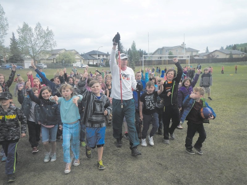 Walking with the students from Elizabeth Barrett, Manachaban and Cochrane High Schools.