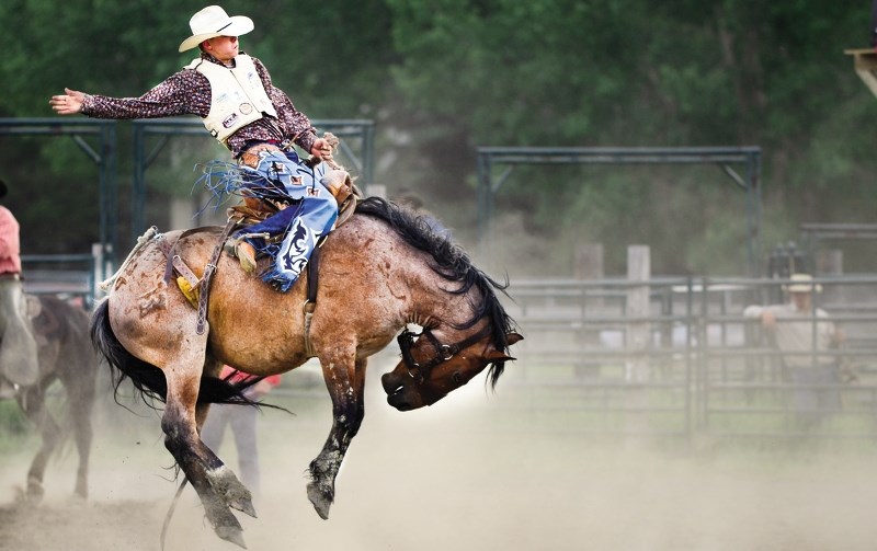 Wyatt Thurston rides at last year&#8217;s Foothills Bucking Horse Futurity.