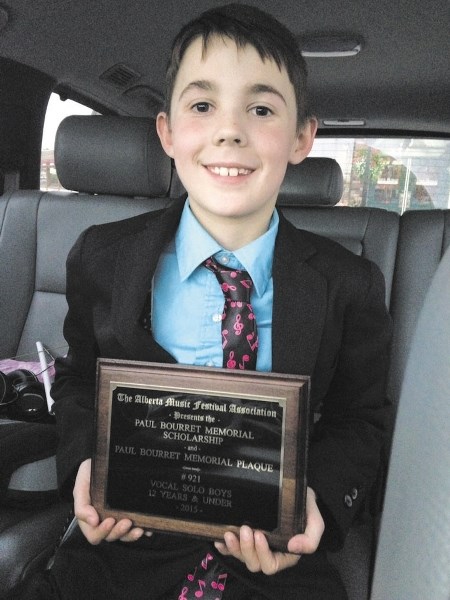 Ten-year-old Cochranite Aubrey Baux finished in first place in the &#8216;Boys Vocal Solo 12 and Under&#8217; category at the Alberta Provincial Music Festival in Edmonton