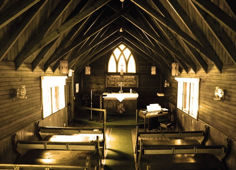 Inside the Anglican church located at the Bethany Care Centre. The church is one of two buildings (along with King Solomon Masonic Lodge) that were moved from the former town 