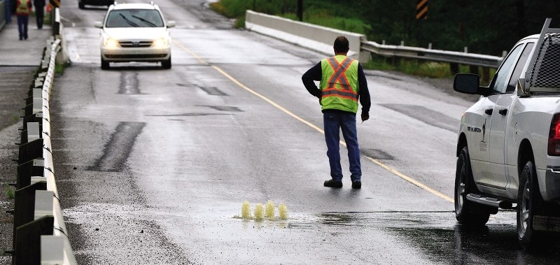 Wastewater backup sprung up on George Fox Trail Aug. 6, and town crews worked quickly to contain the leak.