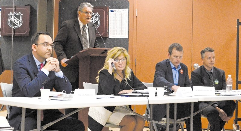 Candidates from left: Blake Richards, Joanne Boissonneault, Marlo Raynolds and Mike MacDonald.