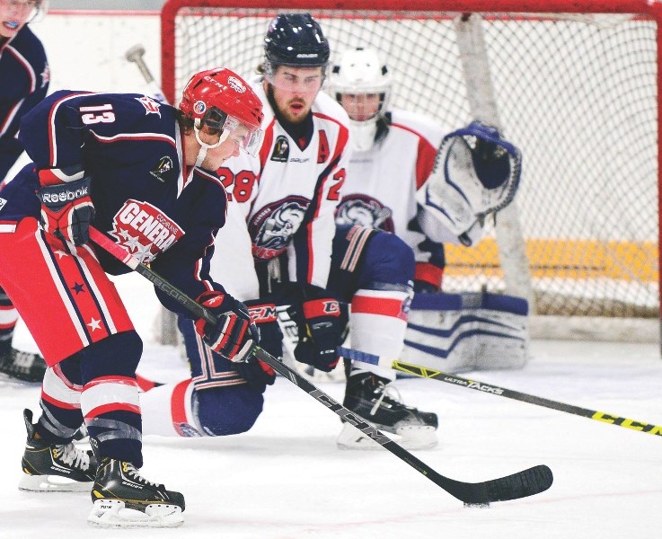 Cochrane Generals forward Corey Goeson leads the team in scoring with 12 points in six games to open the Heritage Junior Hockey League season.