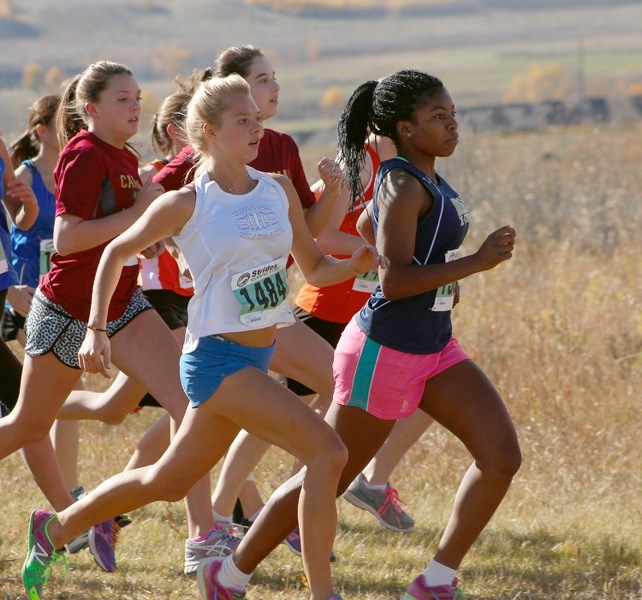 St. Timothy Thunder runner Sophia Nowicki competes in Calgary Senior High School Athletic Association senior girl&#8217;s cross-country City championship race Oct. 7 in