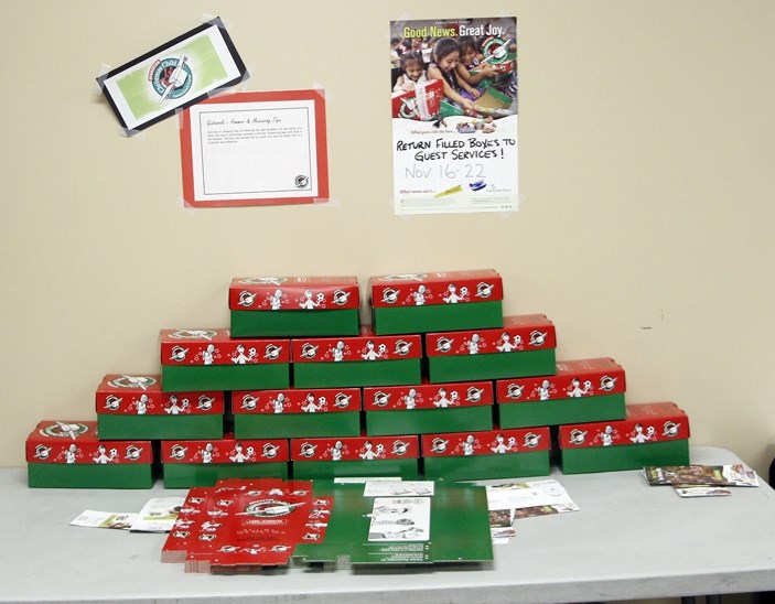 Operation Christmas Child is underway in Cochrane, with Cochrane Alliance Church holding a shoebox-filling event Nov. 14. You can also grab an empty shoebox at Spray Lake