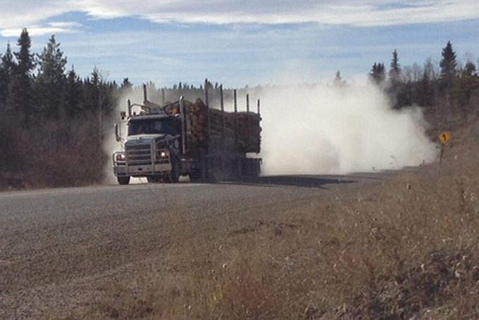A logging truck hauls a load down Alberta Secondary Highway 579 outside Water Valley. MD Bighorn has recently added to hauling routes in the area, conditionally approving