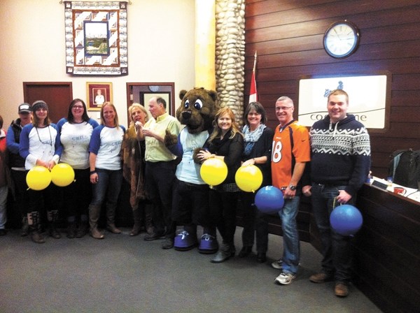 Cochrane town council was treated to a break in Nov. 20 budget deliberations when Cinnamon Bear and the Cochrane Fun Van crew busted up proceedings with an improptu dance