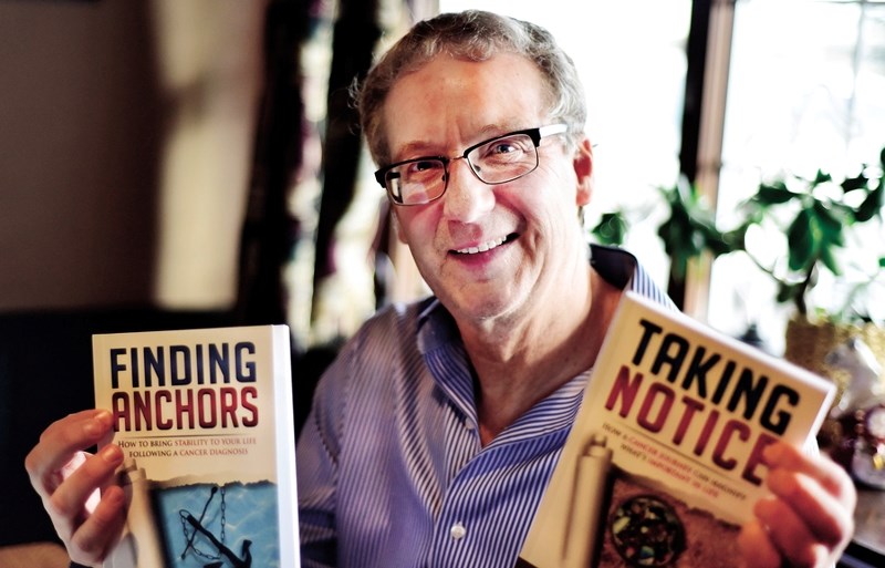 Cochranite Rick Bergh shows off his two recently published books, with tools for people to transition from grief and loss.