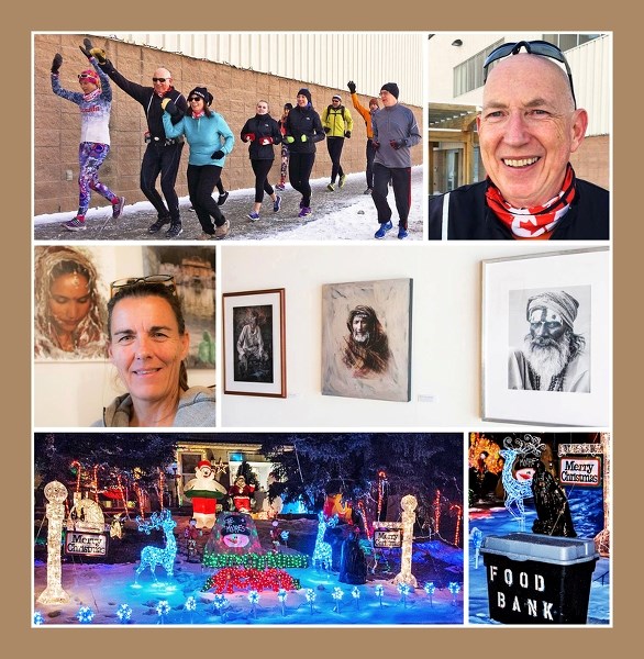 From top: Martin Parnell completes 6th Annual Run for Charity, raising $12,000 for playground in Africa; photo-artist Robyn MacKay raises $1,200 to sponsor nun from India on