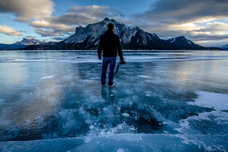 Cochranite Tim Hall&#8217;s photo has been announced as photo of the week by Canadian Geographic magazine. Hall was shooting the methane bubbles on Abraham Lake when he