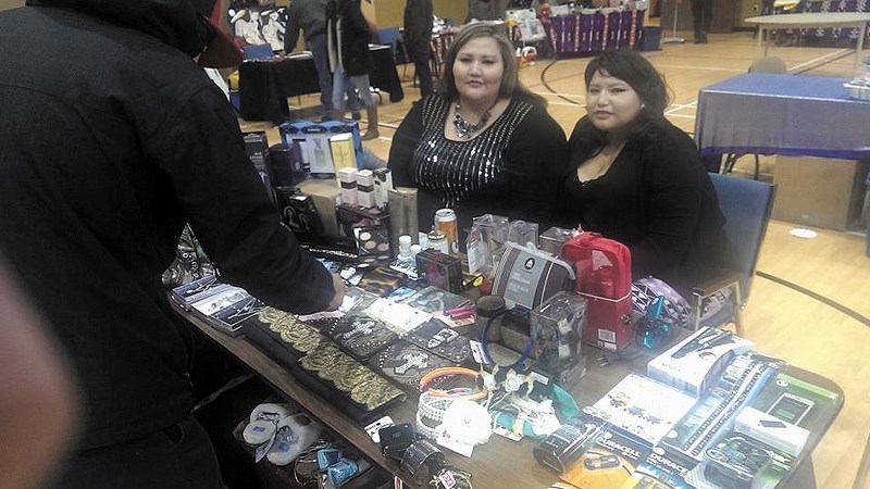 Vendors display their merchandise at the Nakoda WîyÂbi Empowerment Society (NWES) monthly flea market in Morley.