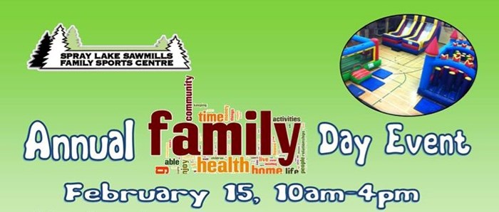 Spray Lake Sawmills Family Sports Centre in Cochrane is hosting its Family Day event Feb. 15 at the rec centre located next to the Bow River.