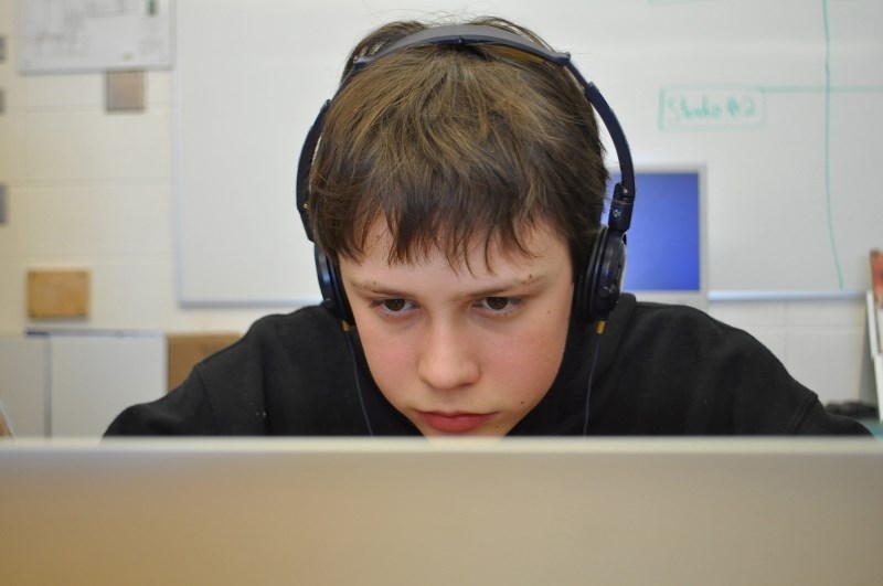Christian Morris, a student at Springbank Middle School, was hard at work coding his video game, a horror game in which the player has to navigate through a world while the