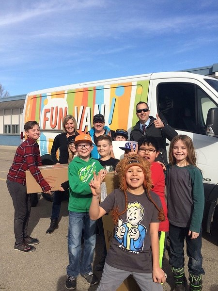 Canadian Tire is donating sporting equipment to Cochrane schools as part of its Jumpstart program. The Cochrane Fun Van and Sport 4 Life Cochrane got in on the action Feb.
