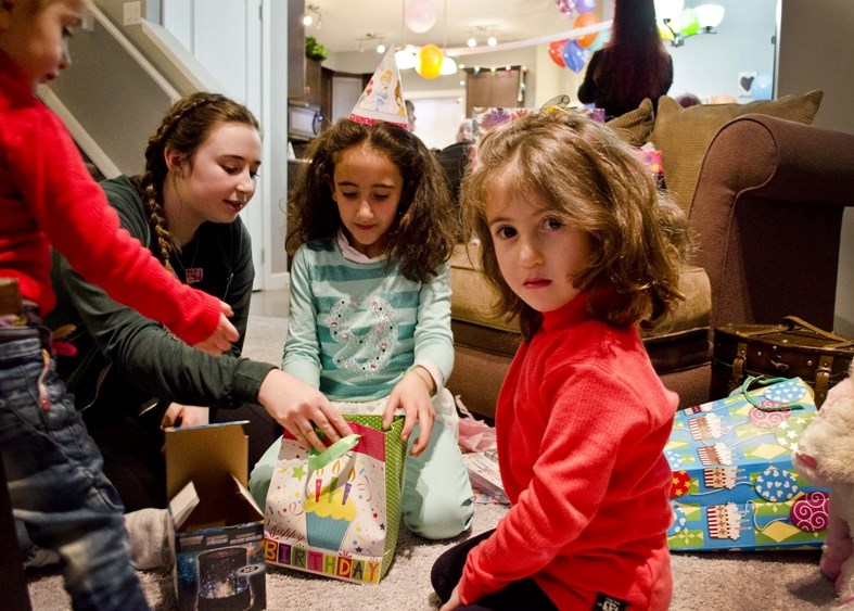 Sebba Kumous (in blue) celebrated her 8th birthday on March 8 in Cochrane. This is Sebba&#8217;s first birthday in Canada after her family moved to Cochrane in February