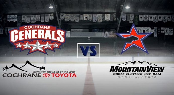 Ryan Baum, general manager of Mountain View Dodge, has a bet with dad Alex Baum, dealer principal at Cochrane Toyota, that the Mountainview Colts will beat the Cochrane