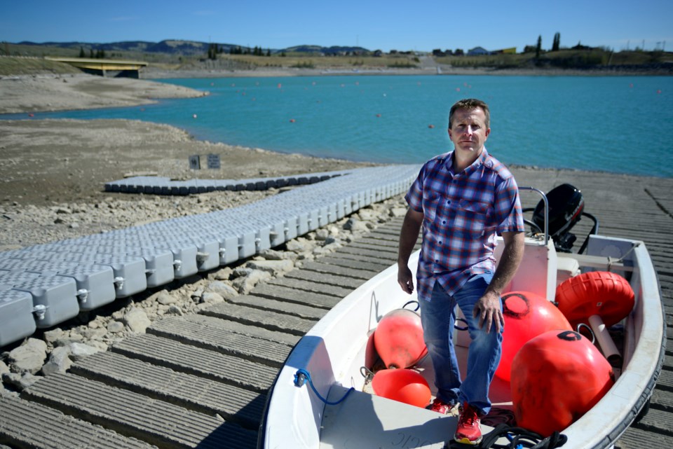 Mike Weinert, Ghost Lake Recreation owner, stands at the dock at Ghost Lake Reservoir.