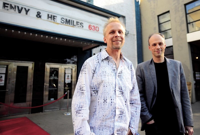 Left, filmmaker Eppo Eerkes and Lemonade Pictures producer Geoff Plewes on May 10 outside of the red carpet event for the double feature premiere of &#8216;Envy&#8217; and