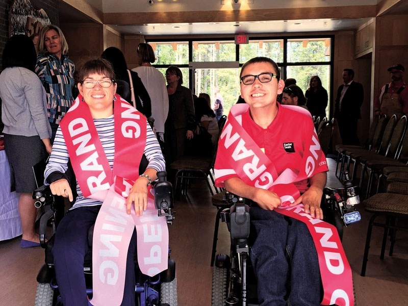 Megan Fachini (left), Easter Seals 2014 Youth Ambassador for Southern Alberta and Colby Ewasiuk (right), Easter Seals 2016 Youth Ambassador for Southern Alberta at the ribbon 