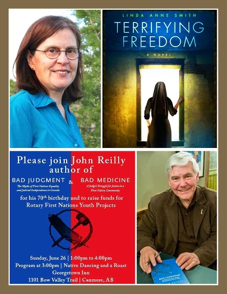 Two local authors celebrate achievements: Linda Anne Smith, her first novel; and Judge John Reilly, his 70th birthday.