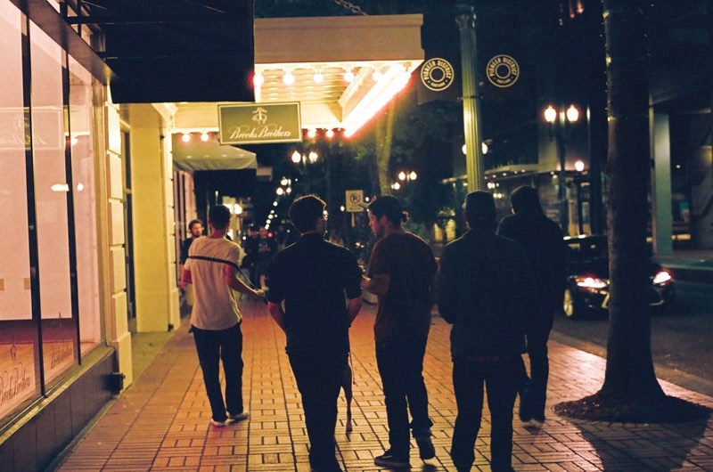 Members of the Shredz Skateboard Club stroll the streets in Portland.