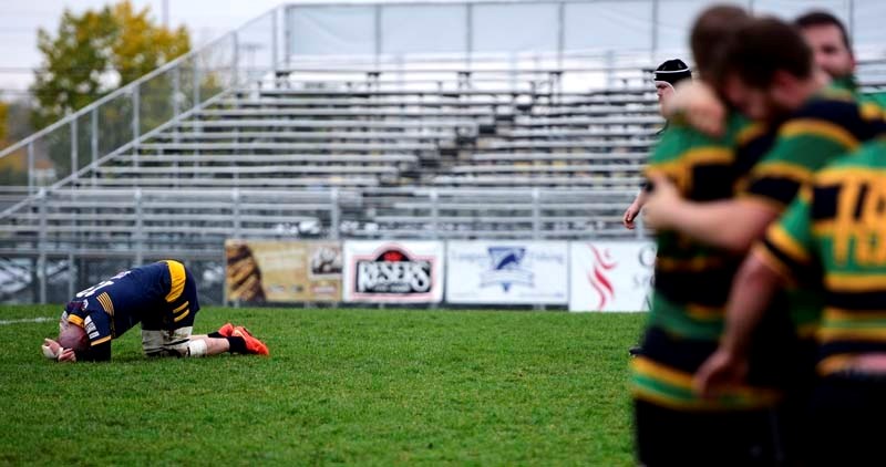 Some players took it pretty hard as the Bow Valley Grizzlies lost in the provincial finals by a score of 29-19 to the Edmonton Tigers at the Calgary Rugby Union.