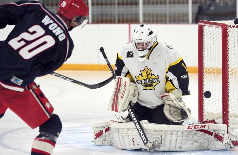 Colton Wong wires a shot on net as the Cochrane Generals beat the Strathmore Wheatland Kings 5-2 in Heritage Junior B Hockey League regular season action on Oct. 21