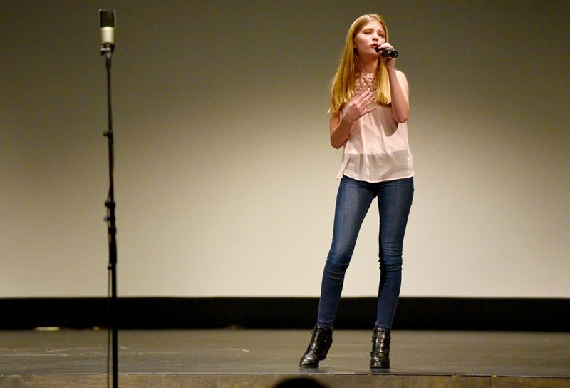 Jennie Hawryluk performs her original composition &#8220;Suitcase&#8221; in the Cochrane Rotary Youth Talent Festival Finale on Nov. 18 at the RockPointe Church.