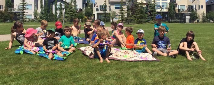 Cochrane Babysitting Co-op kids from five of the participating families out for a picnic earlier this year.