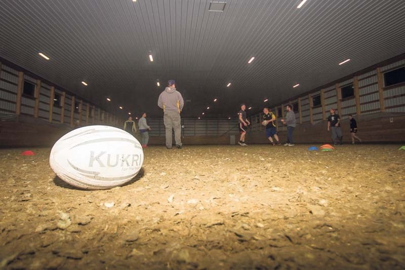 The Grizzlies hit training early in a horse barn near Cochrane.