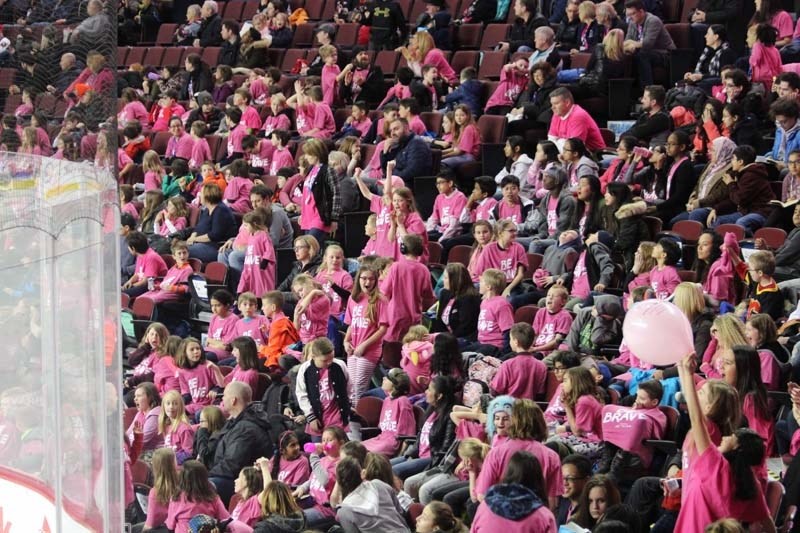 St. Timothy junior high students attended the inaugural Calgary Hitmen&#8217;s Be Brave anti-bullying game last Wednesday.
