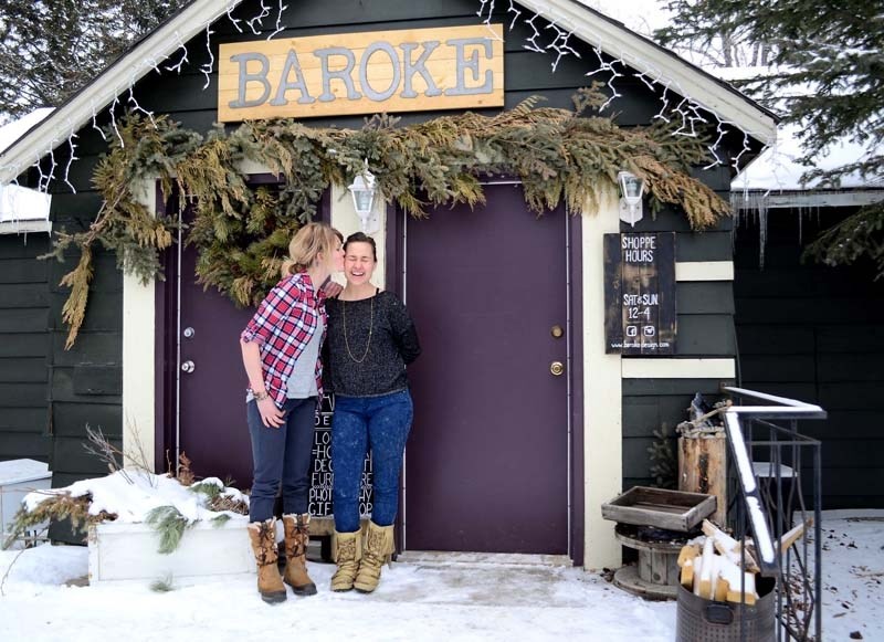 Founders of Baroke Design Nikki Davidson (left) and Lisette Neva-McCracken (right) give a bittersweet goodbye to their shop in Water Valley last Saturday as they are ready to 