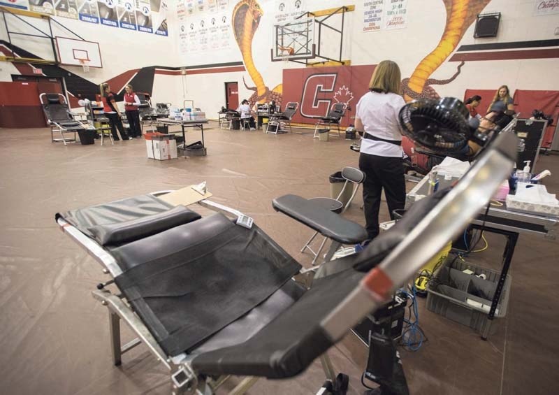 Young Blood for Life blood donor clinic at Cochrane High School, on Nov. 4, 2016.