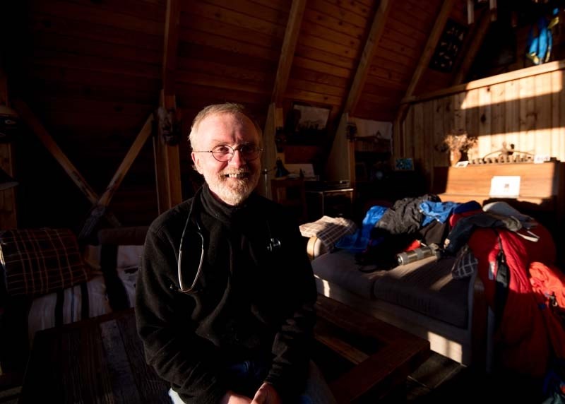 Dr. William Hanlon in his home in Cochrane on Monday, April 3, 2017. Hanlon completed a 720 kilometre trek across Lake Baikal in Siberia to raise awareness about bringing