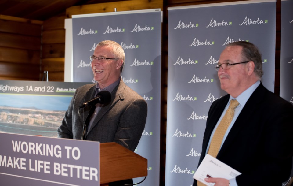 Minister of Transportation, Brian Mason, announced $40 to $50 million in funding for an interchange at the intersection of Highway 1A and Highway 22 at the Historic Cochrane