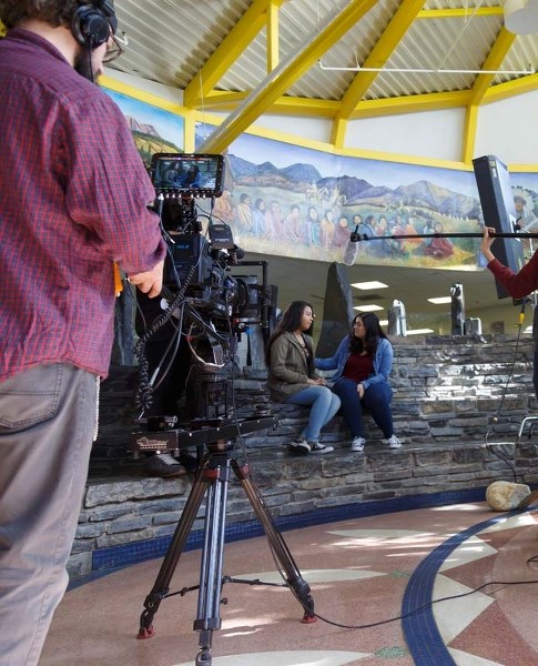 Jason Gindziola directs an educational short film about drug awareness at the Morley Community School in Morley on April 10. The story is based on true events.