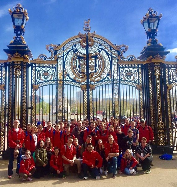 The Cochrane Cadets outside the Canadian Gates during the Vimy Ridge trip to Europe earlier this month.
