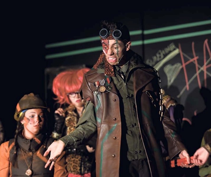 David West as Ace &#8220;Domino&#8221; Domingo in the student play 00 Hustle at St. Timothy High School in Cochrane on Friday, May 5, 2017.