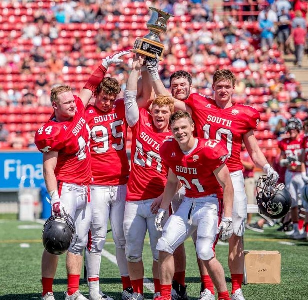 Tae Gordon, 20, during the Senior Bowl 2017 at McMahon Stadium in Calgary on Monday, May 22, 2017. Gordon is one of five Cochrane Grade 12 students to play for team south