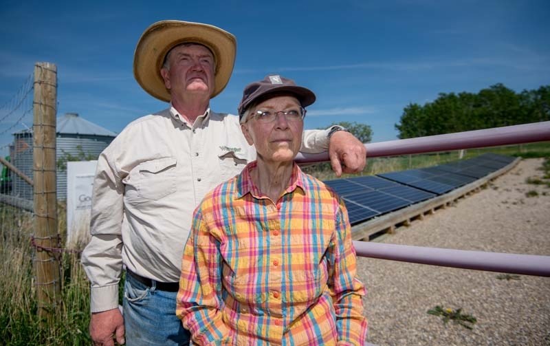 Howard and Nielle Hawkwood on their ranch outside Cochrane. The couple has started an anti-fracking group.