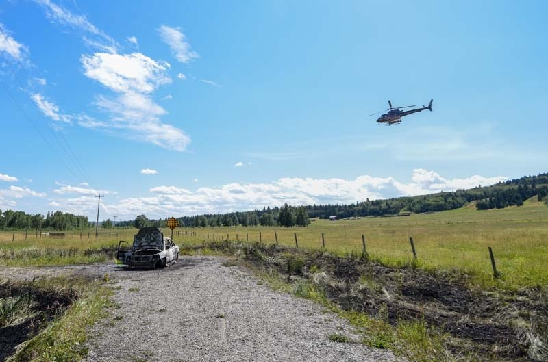 Rocky View Fire Services, Alberta Agriculture and Forestry and RCMP responded to a car fire on Highway 40 south of Benchlands on July 25.