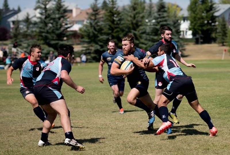 Bow Valley Grizzly Brennan John Reinold Bourchier speeds towards the end zone during the team&#8217;s last regular season game at Mitford Park in Cochrane on Aug. 19. The Bow 