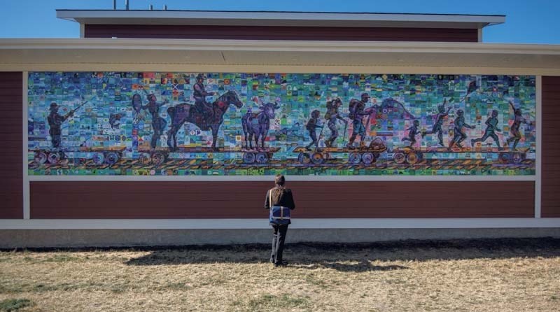 The town is trying to figure out how to correct the order of the Canada 150 mural, which was put up incorrectly.