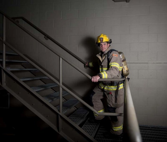 Firefighter Dave Levisky is one of three fire services personnel doing a stair climb challenge to raise money for the Veterans Food Bank.