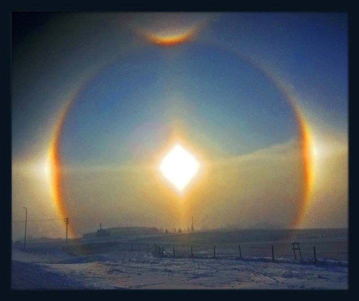 A morning sun dog above RockPointe Church along Highway 1A between Cochrane and Calgary radiates hope and purpose.