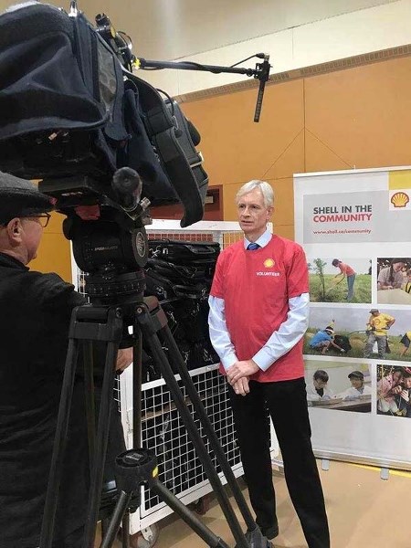 Michael Crothers, Shell Canada president and country chair speaks at the Giving Tuesday event at Tsuu T&#8217;ina Nation in Calgary.