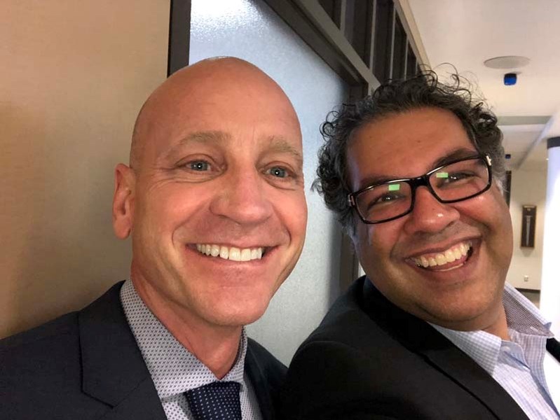 Mayor Jeff Genung with Calgary Mayor Naheed Nenshi at the Alberta Urban Municipalities Association (AUMA) conference.